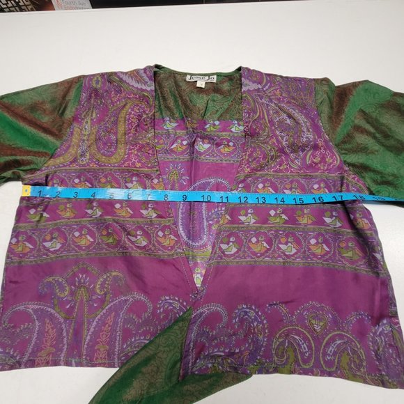 SILK Bolero Top Crop Top Coverup Silk Blazer Short Jacket Butterfly Sleeve Top S - Picture 14 of 14